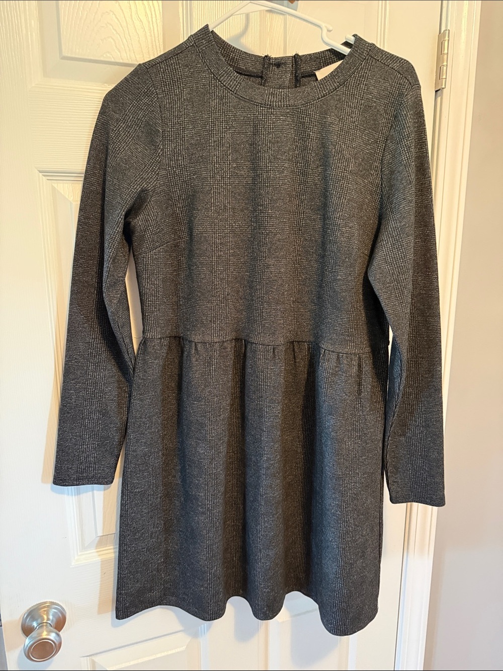 LOFT Girls' Dark Gray Ribbed Long Sleeve Dress